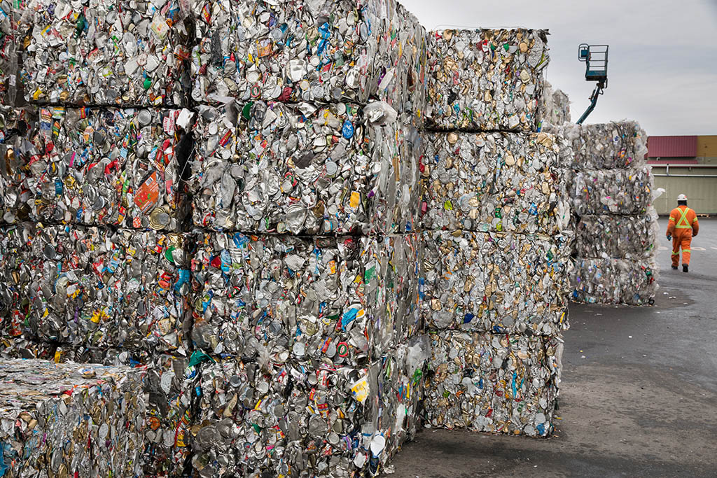 stacks of recycled aluminum